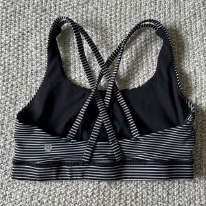 lululemon energy racerback sports bra black and white striped women’s size 6